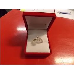 RING - WHITE TOPAZ  & DIAMONDS IN 10K YELLOW GOLD SETTING - RETAIL ESTIMATE $450