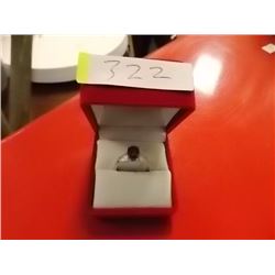 RING - 2CT OVAL FACETED AMETHYST & 2 DIAMONDS IN STERLING SILVER SETTTING - RETAIL ESTIMATE $400