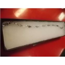 BRACELET - 9 OVAL FACETED MULTI GEMSTONE & DIAMOND IN DOUBLE LOOP DESIGNED STERLING SILVER SETTING -