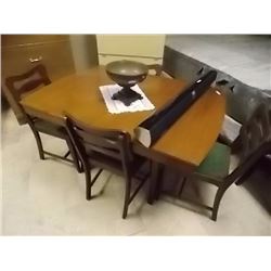WALNUT TABLE & 4 DINING CHAIRS - 36" X 50" TABLE TOP