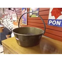 LARGE BRASS BOWL WITH HANDLE