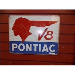 AUTOMOBILIA COLLECTABLE - METAL SIGN - V8 PONTIAC