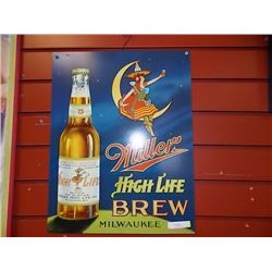 BREWER'S MEMORABILIA - METAL SIGN - MILLER HIGH LITE BREW