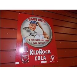 MEMORABILIA - METAL SIGN - RED ROCK COLA & BABE RUTH