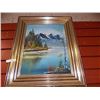 Image 1 : FRAMED OIL PICTURE - LAKE & MOUNTAINS