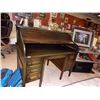 Image 2 : SOLID OAK ROLL TOP DESK - WITH KEY