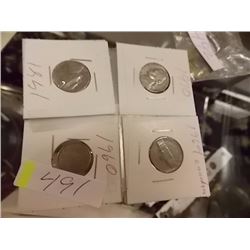 CANADIAN COINS - 4 TTL - 5 CENTS - 1970-1964-1981-1960