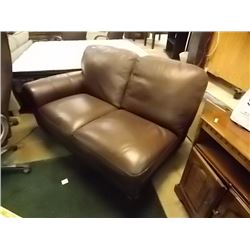CHOCOLATE BROWN LEATHER NATUZZI ROLLED ARM SECTIONAL SECTION