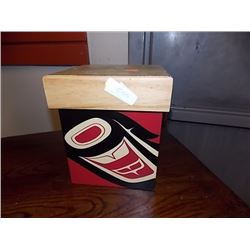 LIDDED WOOD BOX - FIRST NATIONS MOTIF