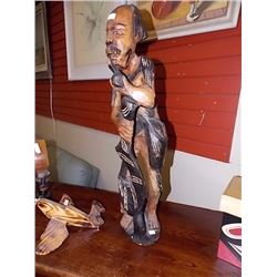CARVED WOOD STATUE  - 28" TALL