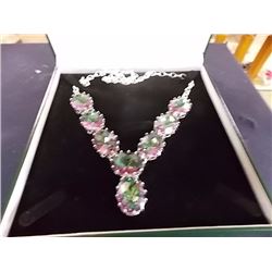 NECKLACE - UNIQUELY GORGEOUS MUSEUM SIZE MYSTIC TOPAZ - AWESOME 500CT(8PC) CUSHION CUT OVAL MYSTIC T