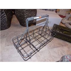 VINTAGE WIRE MILK BOTTLE METAL TOTE