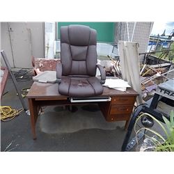 DESK - 3 DRAWER - 30 X 60 & LEATHER CHAIR TOP