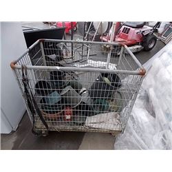 LARGE COMMERCIAL WIRE BIN ON WHEELS PLANT POTS NOT INCLUDED