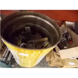 BUCKET OF CONCRETE TROWELS