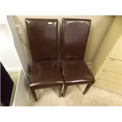DINING CHAIRS - LEATHER - BROWN - 2 TTL - AS-IS