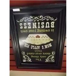 FRAMED  WOOD SIGN - "MOM'S APPLE PIE"