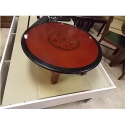 ORIENTAL INLAID TEA TABLE WITH FOLDING LEGS