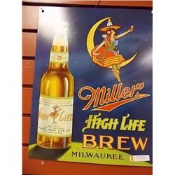 BREWER'S MEMORABILIA - METAL SIGN - MILLER HIGH LITE BREW