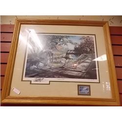 FRAMED LIMITED COMMEMORATIVE PRINT - KEN ZYLLA - PHEASANTS - "NARY A CARE" - 24 X 20" FRAME - WITH S