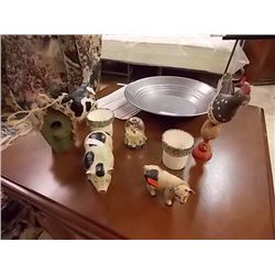 CARVED WOOD ANIMALS AND MORE - 8 PCS TTL