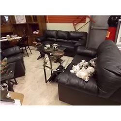LEATHER CHESTERFIELD SET -COUCH, LOVE SEAT & CHAIR 3PC SET