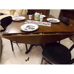 VINTAGE MAHOGANY ROUND TABLE WITH 4 DROP SIDES SINGLE PEDESTAL DUNCAN PHYPHE BASE - AWESOME CONDITIO