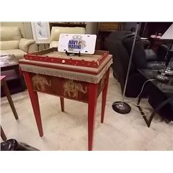 DECORATIVE FOLK ART TABLE -ELEPHANT -  31" TALL X 18" DIAMETER