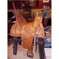 WESTERN SADDLE - HAND TOOLED - LIKE NEW