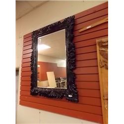 LARGE ORNATE WALL MIRROR WITH BLACK FRAME - 30 X 40"