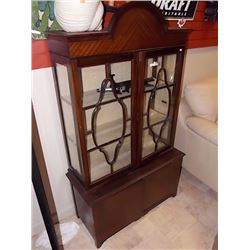 VINTAGE CHINA CABINET - 80" TALL - GLASS 2 CRACKS
