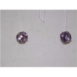 EARRINGS- 1.4CT AMETHYST IN 14K GOLD SETTING - INCLUDES CERTIFICATE $350