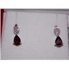 Image 1 : EARRINGS - 2.2 CTW PEAR FACETED GARNET & 2 DIAMONDS IN STERLING SILVER SETTING - RETAIL ESTIMATE $30