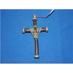 PENDANT - LARGE LEATHER & STEEL CROSS