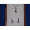 Image 1 : EARRINGS & NECKLACE - NEW PEAR FACETED EMERALD & DIAMONDS IN STERLING SILVER SETTING - INCLUDES CERT
