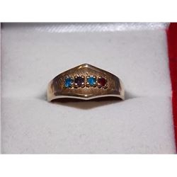 RING - 4 GEMSTONE IN 10K YELLOW GOLD SETTING - RETAIL ESTIMATE $500
