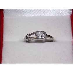 RING - 10K WHITE GOLD WITH GEMSTONE - SZ 4.5 (1.4GM) - RETAIL ESTIMATE $350