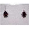 Image 1 : EARRINGS - PEAR FACETED GARNET & DIAMOND IN STERLING SILVER SETTING - RETAIL ESTIMATE $350