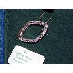 PENDANT - DIAMOND IN STERLING SILVER SETTING - RETAIL TAGGED $250