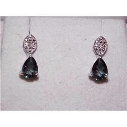 EARRINGS - NEW 1.25 CTW PEAR FACETED MYSTIC TOPAZ & ROUND FACETED DIAMONDS IN STERLING SILVER STUD D