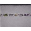 Image 2 : BRACELET - 4.5CTW OVAL FACETED MULTI GEMSTONES AND ROUND FACETED DIAMOND IN STERLING SILVER SETTING 