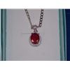 Image 1 : NECKLACE - 2.2CT OVAL FACETED RUBY & DIAMOND IN STERLING SILVER SETTING - INCLUDES CERTIFICATE $345