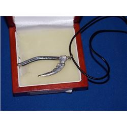 NECKLACE - SILVER SYTHE - ~2 ½" TALL - ON ROPE