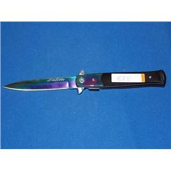 STILLETO KNIFE - NEW - RAINBOW COLORED WITH SURGICAL STEEL BLADE - ASSISTED OPENING