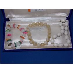 BEADED GEMSTONE BRACELETS - 3 TTL