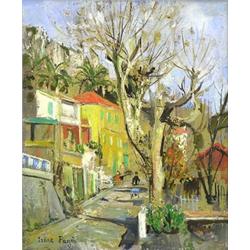 IRENE PAGES (French. Born 1934), "Route De Mont Agel". Signed Irene Pages l/r., Oil on Canvas...