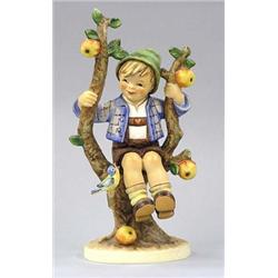 HUMMEL PORCELAIN FIGURE "APPLE TREE BOY", German. Height 10 1/2". $200/300...