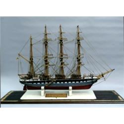 MODEL OF A FOUR MASTED BARQUE, "Marathon". Built by W.M. Walter. The planked hull with four mas...
