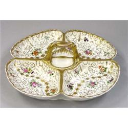 ROYAL BERLIN PORCELAIN SECTIONAL DISH, German. 20th Century. Underglazed blue scepter and KPM m...