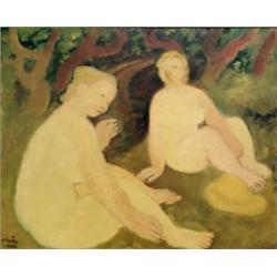 MAURICE SAVIN (French. 1894-1973), "Deux Femme". Signed Savin and dated 1964 l/l., Oil on Can...